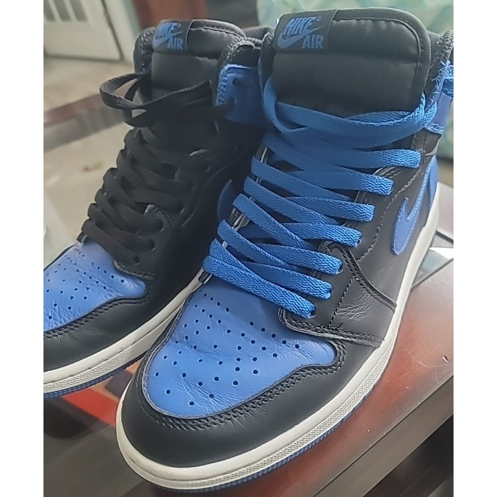 Nike Retro Jordan 1 Mid Black Royal Blue Size 9 Mens 555088-007 2017